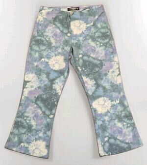 Tark'1 Paris Sz 2 Y2K Tie Dye Capri Flare Pants Avant Garde Made France RARE